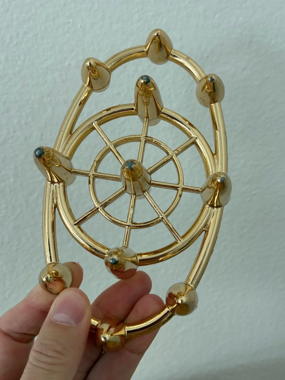 Vintage MCM Gold Atomic Tiny Taper Candle Holder Candelabra